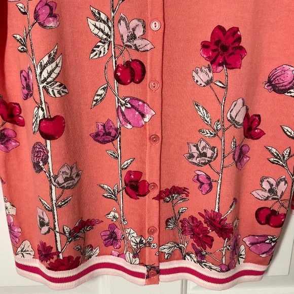 Talbots 3/4 Sleeve Floral Cardigan - Picture 3 of 13